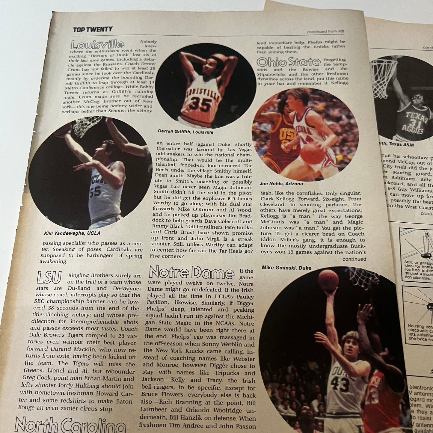 Top 20 College Basketball Teams by Curry Kirkpatrick 5 Page 1979 Article AG8-5