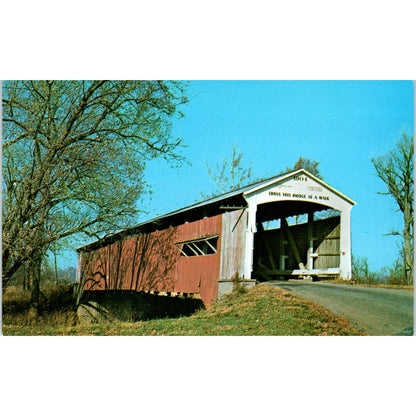 Neet Bridge Parke County Indiana No 10 Vintage Covered Bridge Postcard PD3