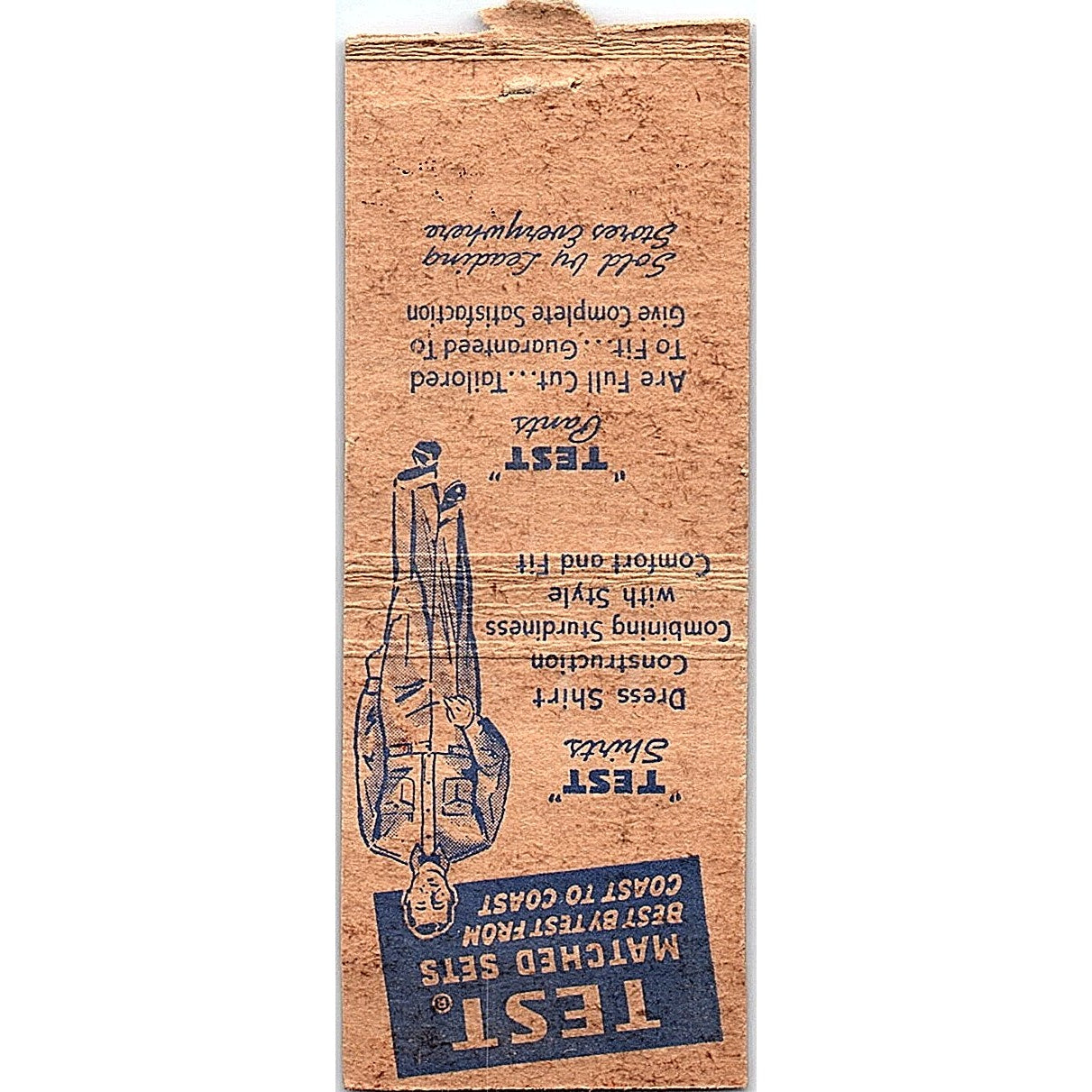 Test Work Overalls and Matched Sets Vintage Matchbook Cover SF3-Y4