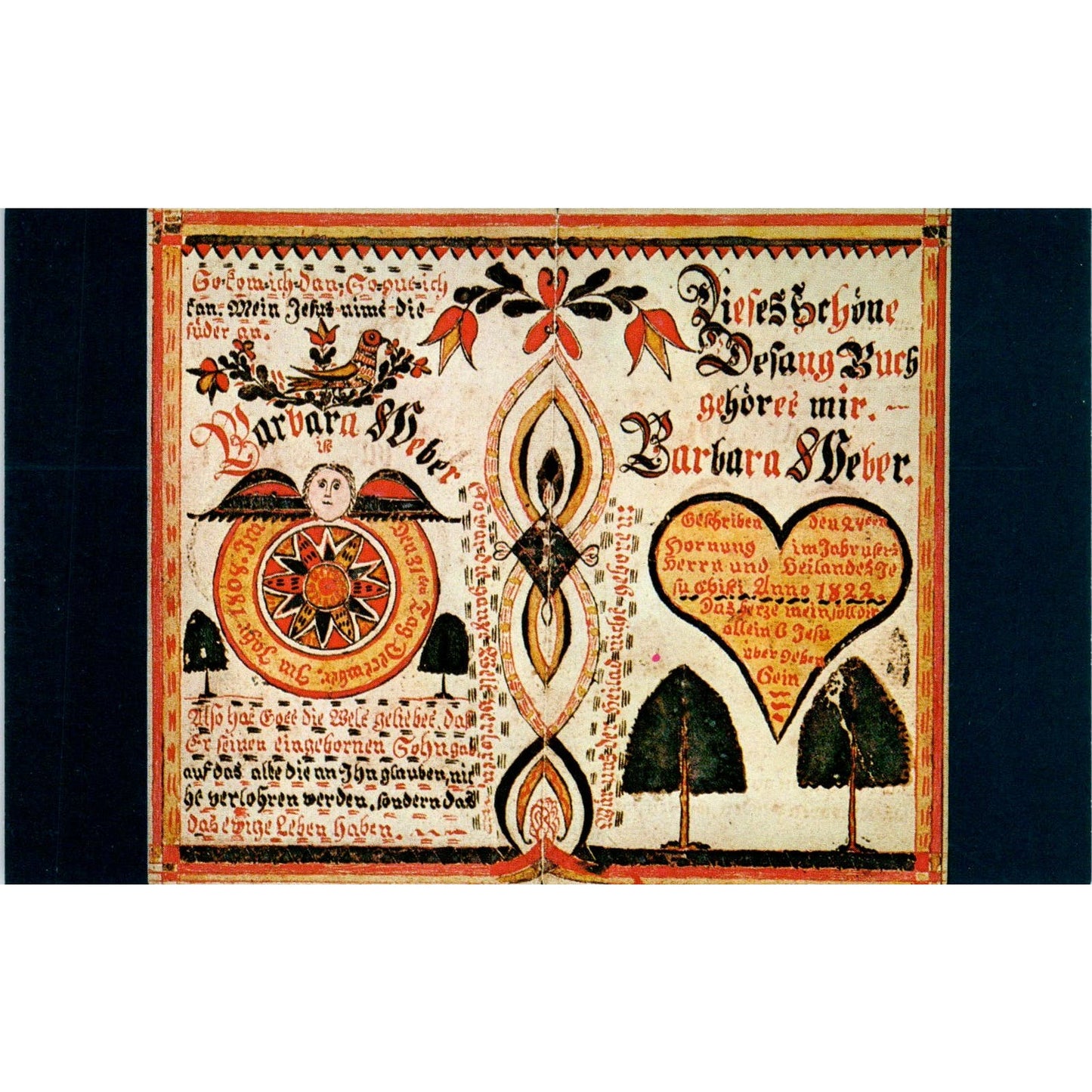 Fraktur Barbara Weber Folk Art Pennsylvania Dutch Country Postcard PD8