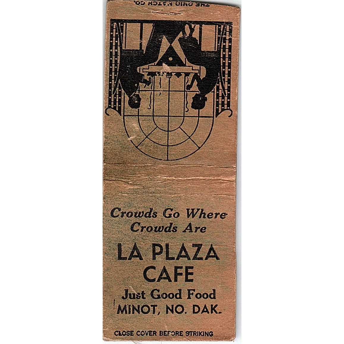 La Plaza Cafe Minot North Dakota Vintage Matchbook Cover SE5-Y2