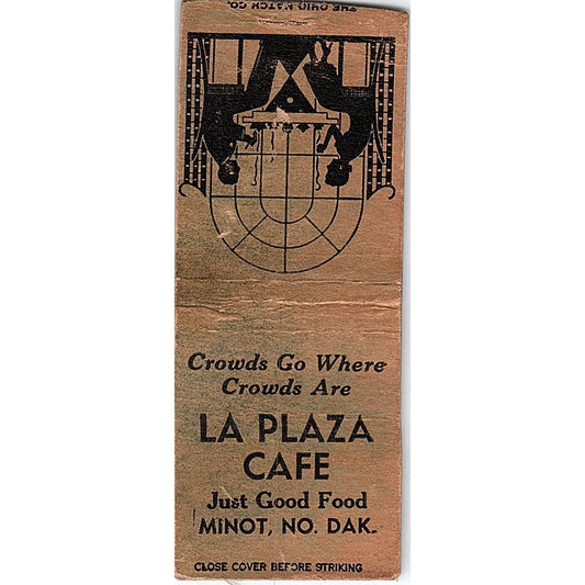 La Plaza Cafe Minot North Dakota Vintage Matchbook Cover SE5-Y2