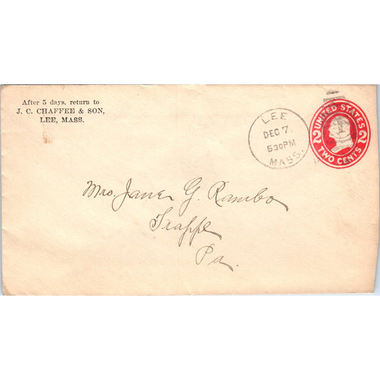 1911 J.C. Chaffee & Son Lee Jane J. Rambo Trappe Postal Cover Envelope TG7-PC2
