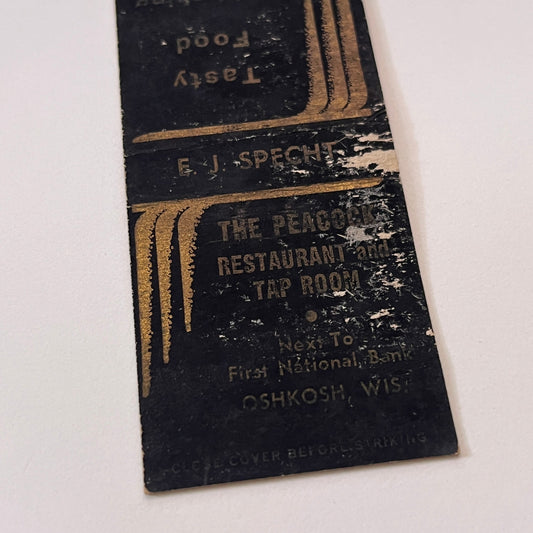 The Peacock Restaurant Oshkosh WI Vintage Matchbook Cover TB6-MB1-15