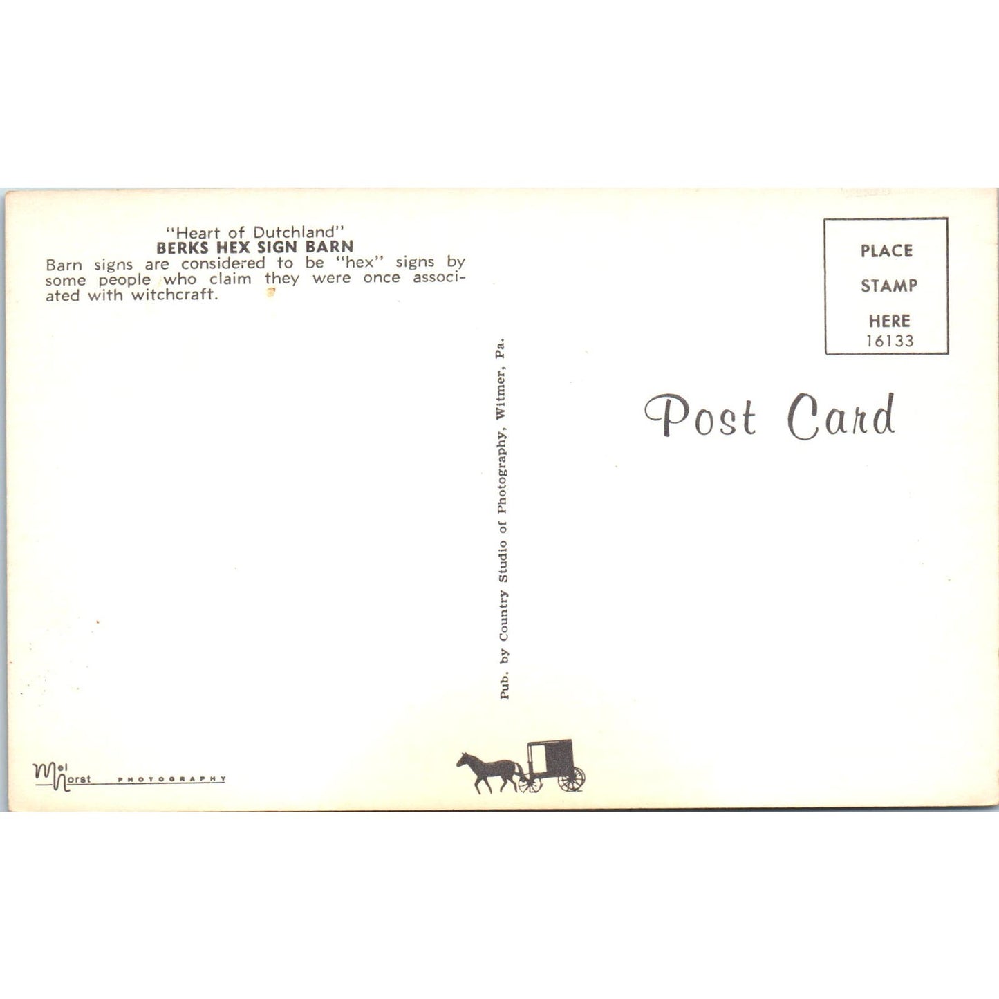 Berks Hex Sign Barn Pennsylvania Dutch Country Vintage Postcard PD4