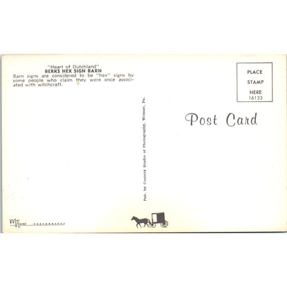 Berks Hex Sign Barn Pennsylvania Dutch Country Vintage Postcard PD4