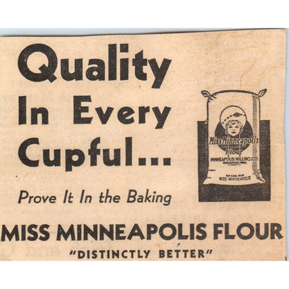 Miss Minneapolis Flour 3x4 1935 Minneapolis Journal Advertisement AB9