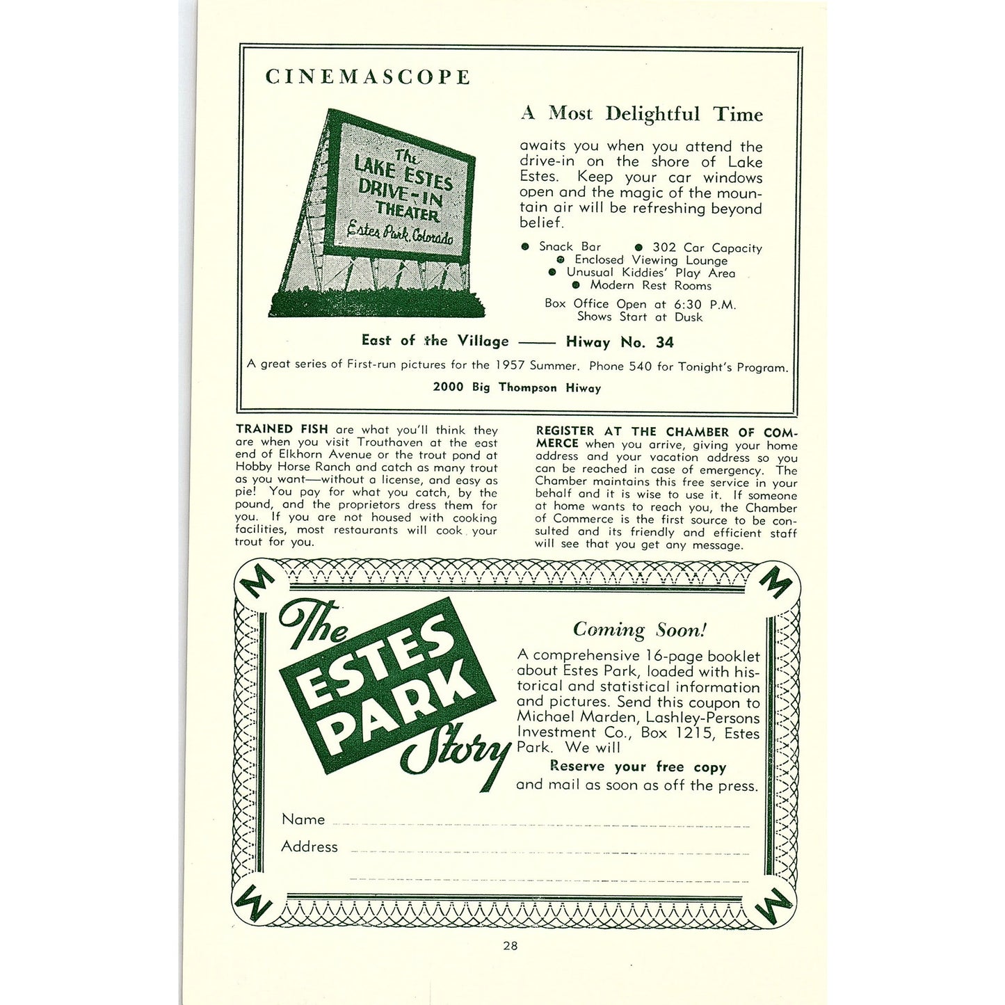 Estes Park Municipal Golf & Country Club 1957 Estes Park CO Ad AG4-1