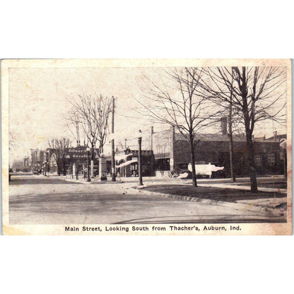c1910 Main Street Looking South from Thatcher's Auburn IN Original Postcard PC10