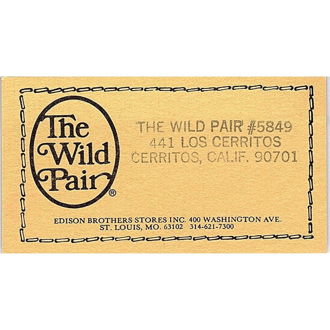 The Wild Pair 5849 Cerritos CA Vintage Business Card SE5-B4