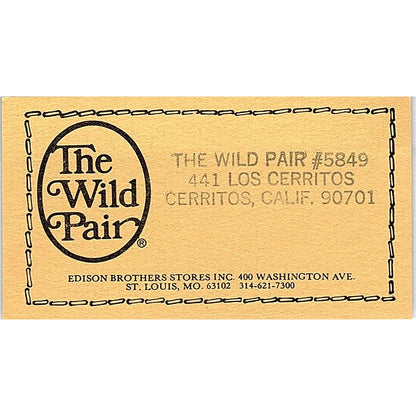 The Wild Pair 5849 Cerritos CA Vintage Business Card SE5-B4