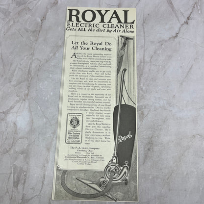 Royal Electric Cleaner Vacuum P.A. Geeier Co Cleveland 1924 Magazine Ad FL6-11