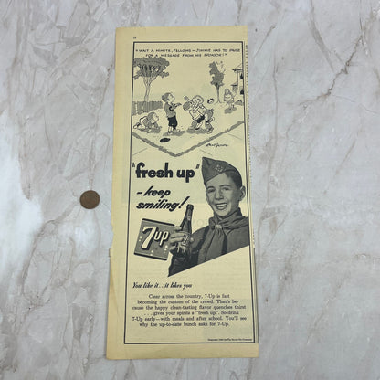 1945 7-Up Soda Boys Roughhousing 4.5x12 Vintage Magazine Advertisement FL6-6