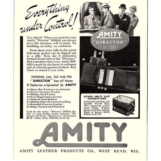 Amity Leather Products Co West Bend Wisconsin 1940 Ad AF8-3