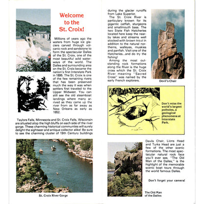 Vintage Dalles of St. Croix Falls, Taylors Falls Fold Out Travel Brochure TF4-B1