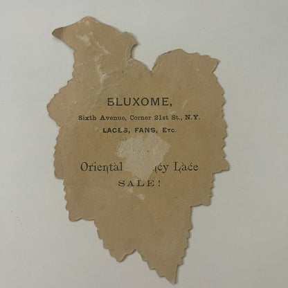 1880s Embossed Victorian Die Cut Bluxome Lace Fans 21st St NY 3x4" SAH9-H7