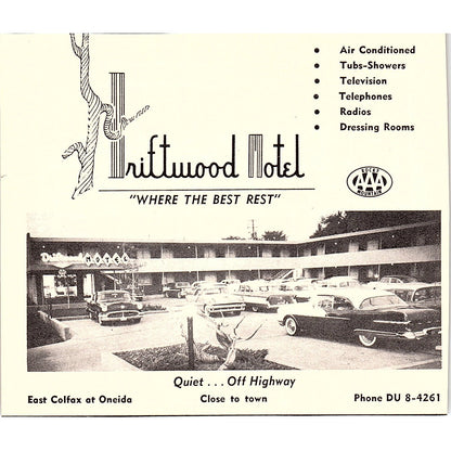 Thriftwood Motel, Combs Manor House Denver CO 1958 Ad AG1-H1