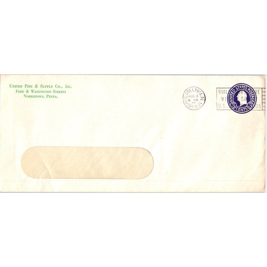 1950 United Pipe & Supply Co Inc Norristown PA Postal Cover Envelope TH9-L1