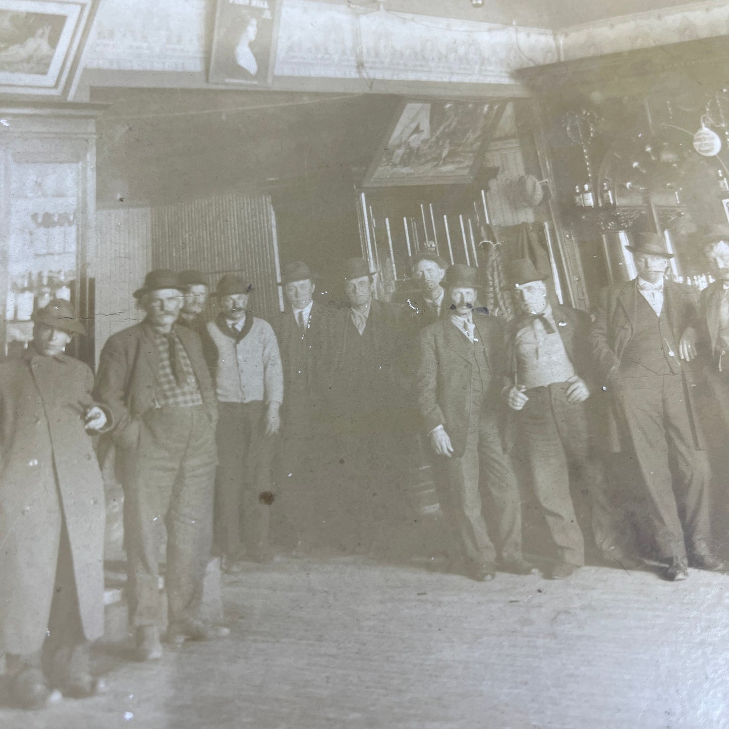 Saloon Interior Group Antique Photo F.O.E. Ashland Wisconsin TC5-CDV1