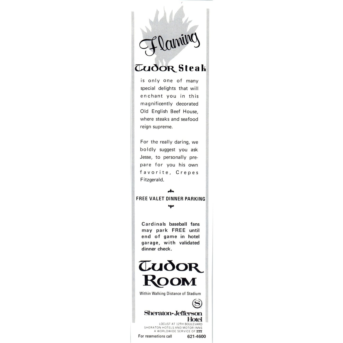 Sheraton-Jefferson Hotel Tudor Room St. Louis 1971 Magazine Ad AD8-H4