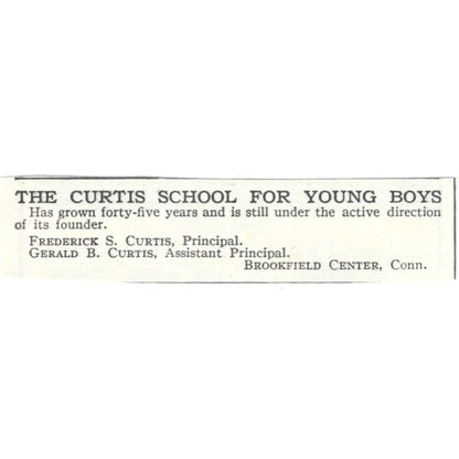 Frederick & Gerald Curtis School for Boys Brookfield Center CT c1918 Ad AE5-SA6