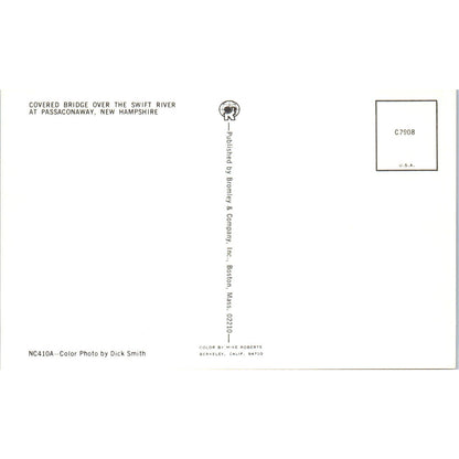 Swift River Passaconaway New Hampshire Covered Bridge Postcard PC3