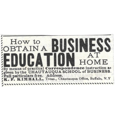 Chautauqua School of Business Correspondence K.F. Kimball c1890 Ad AE8-CH11
