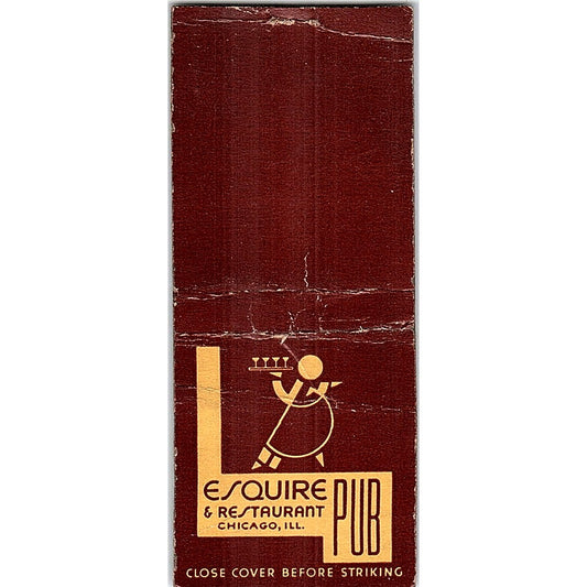 Esquire Pub Restaurant Chicago Vintage Matchbook Cover SC7-Y11