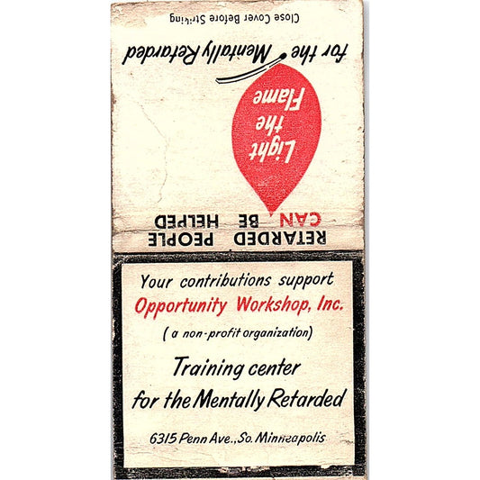 Training Center for the Mentally Handicapped Minneapolis Matchbook Cover SF3-Y4