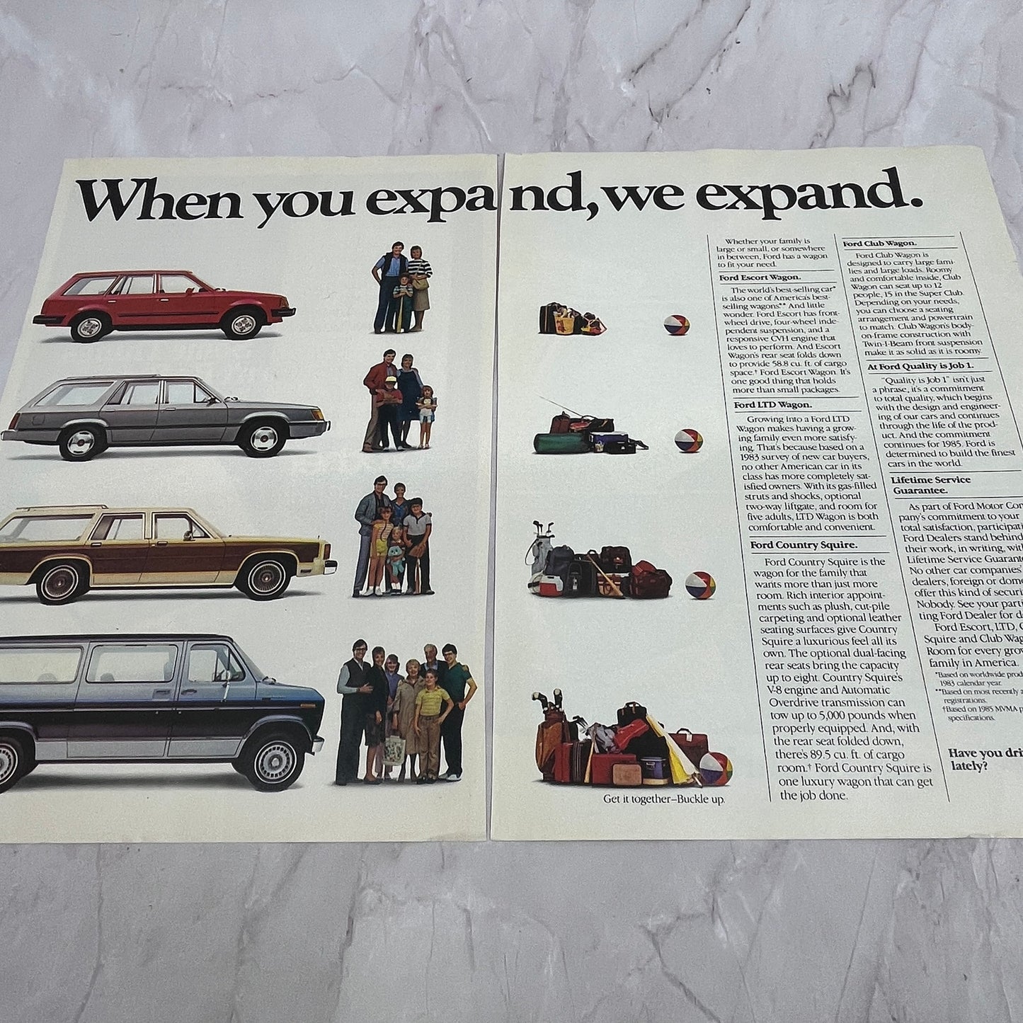 Ford Escort Country Squire LTD Wagon Club Wagon 2 Page Ad 1984 Ad AF8-6