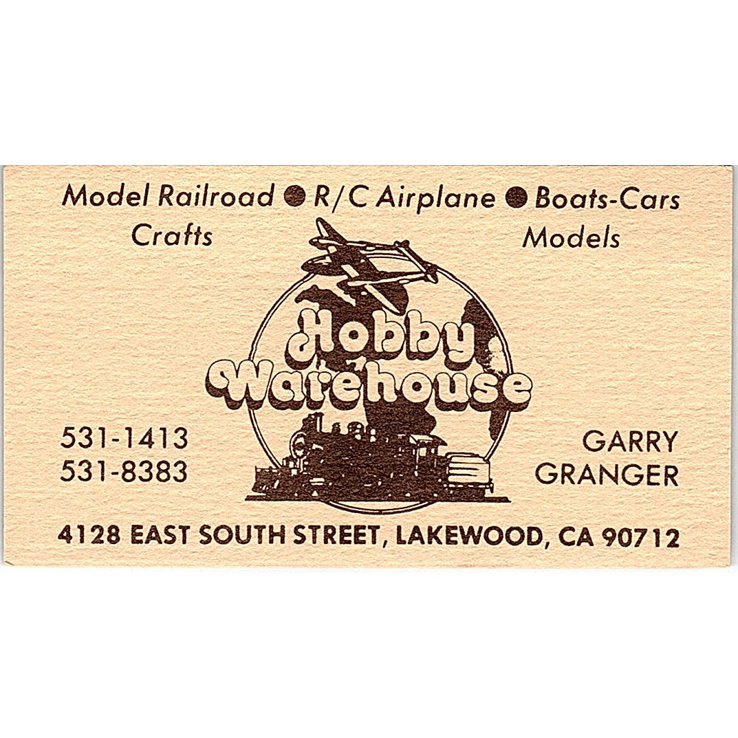 Hobby Warehouse Garry Granger East South Street Lakewood Business Card SF3-B6