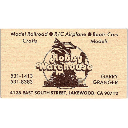 Hobby Warehouse Garry Granger East South Street Lakewood Business Card SF3-B6