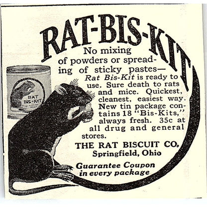 Rat-Bis-Kit The Rat Biscuit Co Springfield Ohio 1924 Ad AG3-S18