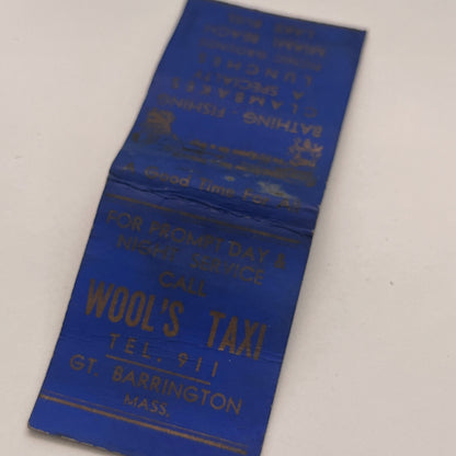 Wool's Taxi Great Barrington MA Vintage Matchbook Cover TB8-MB2-3