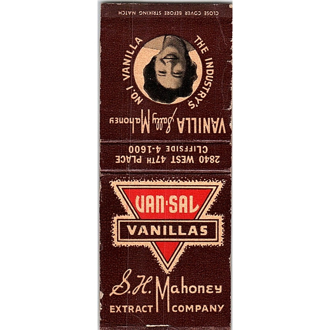 Van-Sal Vanilla Extract S.H. Mahoney Vintage Matchbook Cover SF3-Y5