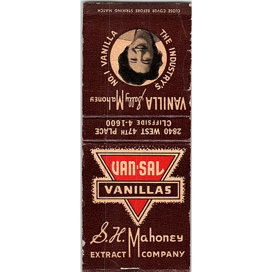 Van-Sal Vanilla Extract S.H. Mahoney Vintage Matchbook Cover SF3-Y5