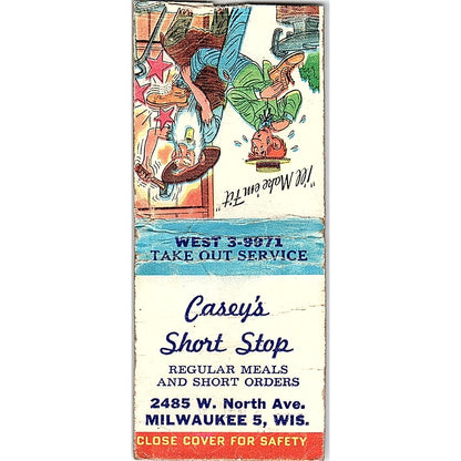 Casey's Short Stop Milwaukee WI Vintage Matchbook Cover SF3-Y4