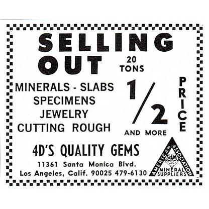 4D's Quality Gems Los Angeles California 1972 Ad AF8-M2