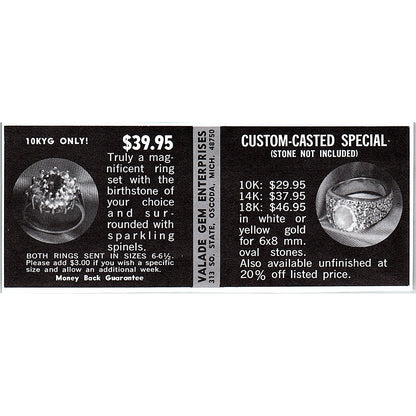 Valade Gem Enterprises Oscoda Michigan 1972 Ad AF8-M4