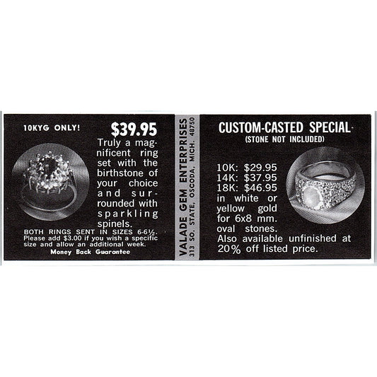 Valade Gem Enterprises Oscoda Michigan 1972 Ad AF8-M4