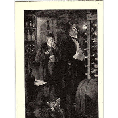 c1910 Man in Top Hat Smoking Cigar in Wine Cellar Art Print 6x9 V12