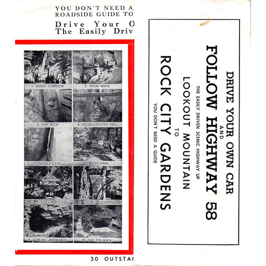 c1970 Rock City Gardens Lookout Mountain TN Fold Out Travel Brochure & Map AE8