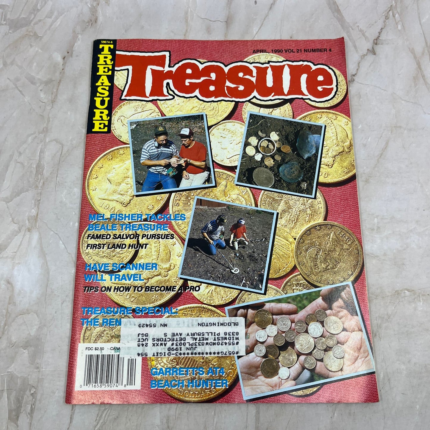 1990 April - Treasure Magazine - Treasure Hunting Prospecting Metal Detector M16