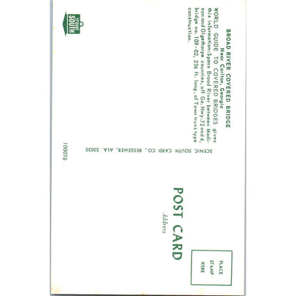 Broad River Bridge Carlton Georgia Covered Bridge Postcard PC5