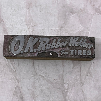 Retro O.K. Rubber Welder Tires Vintage Letterpress Printers Block Plate SF5