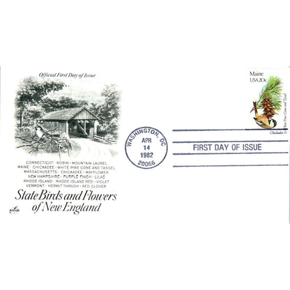 Maine 1982 State Birds & Flowers of New England First Day Issue TJ5-PC2