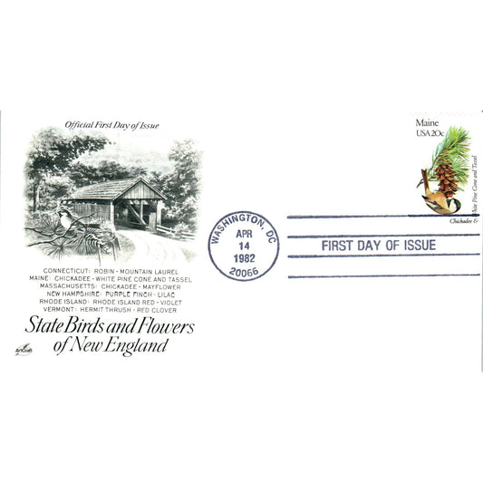 Maine 1982 State Birds & Flowers of New England First Day Issue TJ5-PC2
