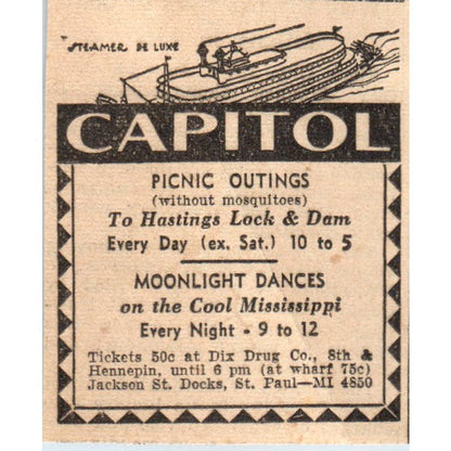 Capitol Steamer Moonlight Dance Hennepin 1935 Minneapolis Journal Ad AE7-H2