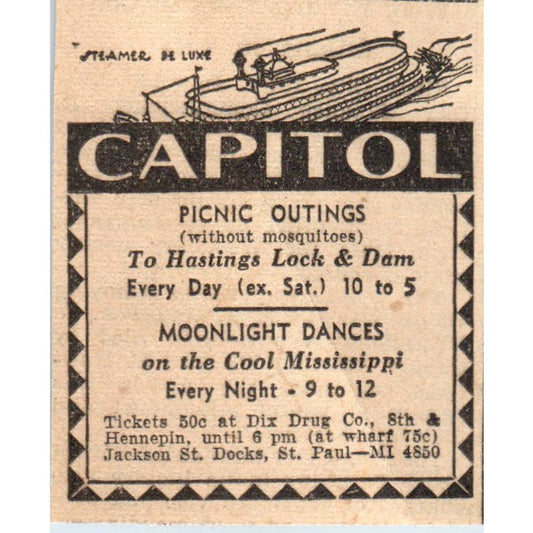 Capitol Steamer Moonlight Dance Hennepin 1935 Minneapolis Journal Ad AE7-H2