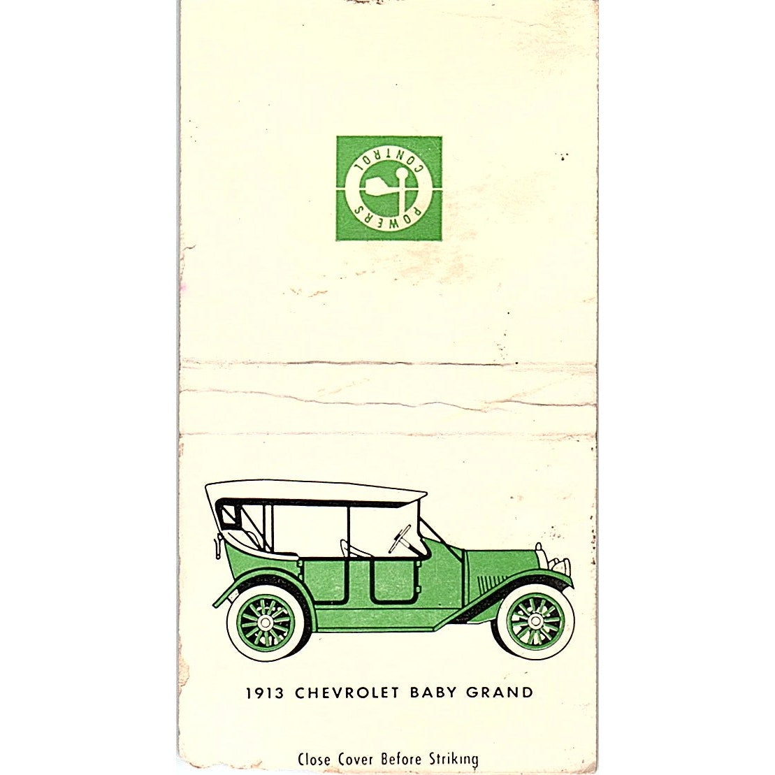 1913 Chevrolet Baby Grand Powers Control Vintage Matchbook Cover SC7-Y3